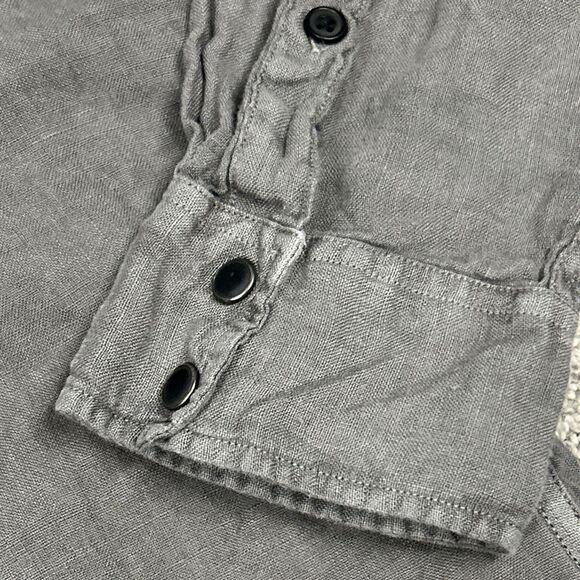 Lucky Brand Shirt Mens XL Linen Classic Fit Pearl Snap Gray Western - Picture 3 of 8